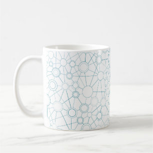 Abstraktes blaues Muster mit Linien und Punkten Kaffeetasse