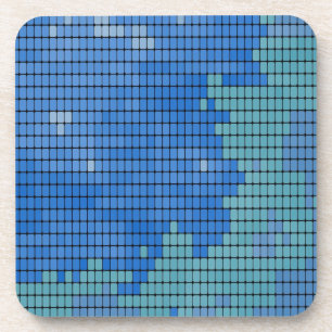 Abstraktes blaues Quadrat-Muster Getränkeuntersetzer
