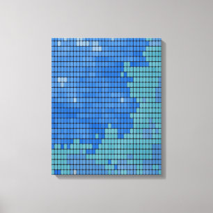 Abstraktes blaues Quadrat-Muster Leinwanddruck