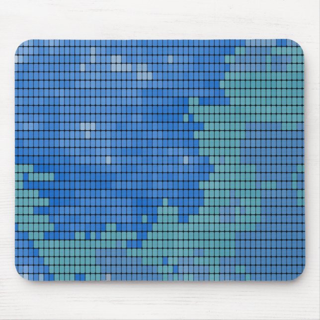 Abstraktes blaues Quadrat-Muster Mousepad (Vorne)