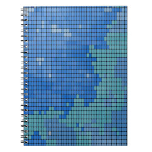 Abstraktes blaues Quadrat-Muster Notizblock