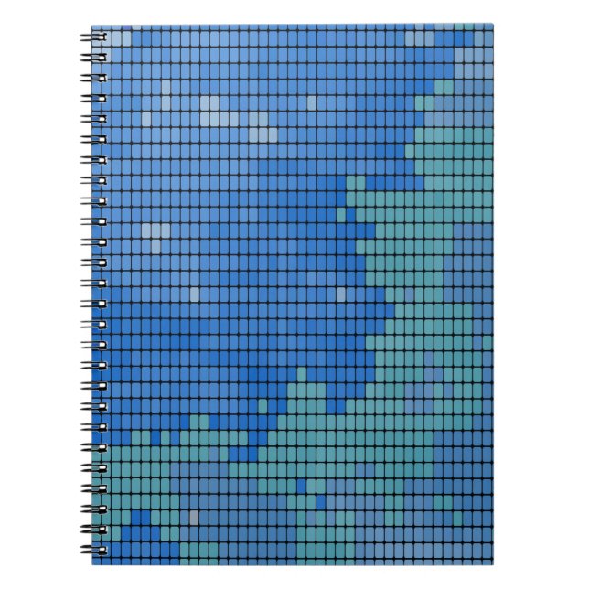 Abstraktes blaues Quadrat-Muster Notizblock (Vorderseite)