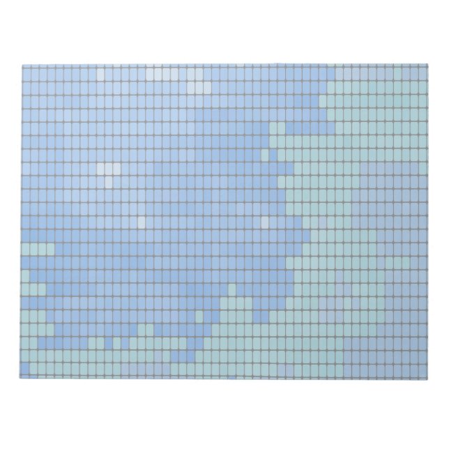 Abstraktes blaues Quadrat-Muster Notizblock (Vorderseite)