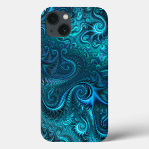 Abstraktes blaues und Aquamarines Spiralmuster Case-Mate iPhone Hülle