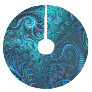 Abstraktes blaues und Aquamarines Spiralmuster Polyester Weihnachtsbaumdecke
