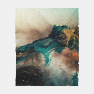 Abstraktes blaues und braunes Bild Fleecedecke