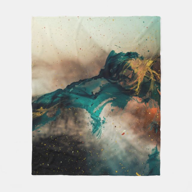 Abstraktes blaues und braunes Bild Fleecedecke (Vorderseite)