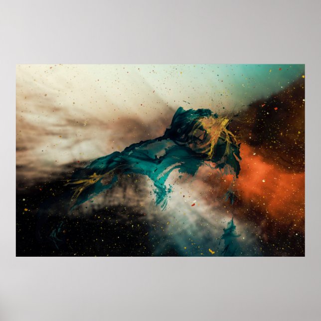 Abstraktes blaues und braunes Bild Poster (Vorne)