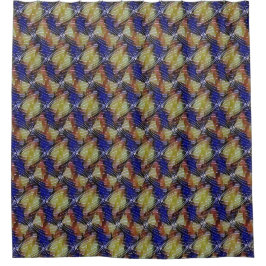 Abstraktes blaues und goldenes Wellen geometrische Duschvorhang