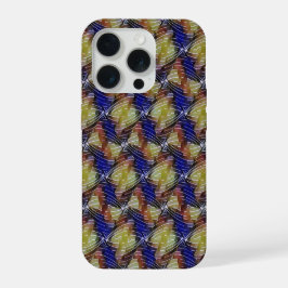 Abstraktes blaues und goldenes Wellen geometrische iPhone 15 Pro Hülle