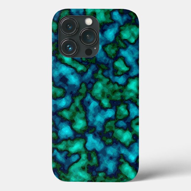 Abstraktes blaues und grünes Muster Case-Mate iPhone Hülle (Rückseite)