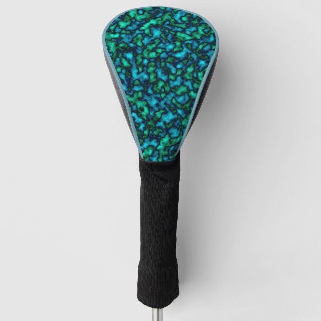 Abstraktes blaues und grünes Muster Golf Headcover (Vorderseite)