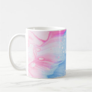 Abstraktes, blaues und rosa Bild Kaffeetasse