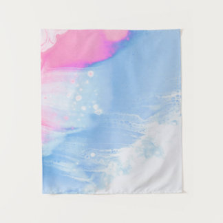 Abstraktes, blaues und rosa Bild Wandteppich