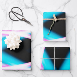 Abstraktes blaues und rosa Vignette Wrapping Paper Geschenkpapier Set