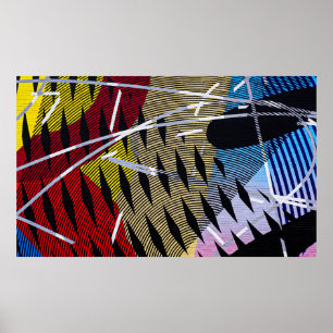 Abstraktes blaues und weißes Bild Poster