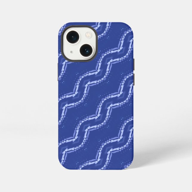 Abstraktes blaues Wellenmuster iPhone 13 Mini Hülle (Rückseite)
