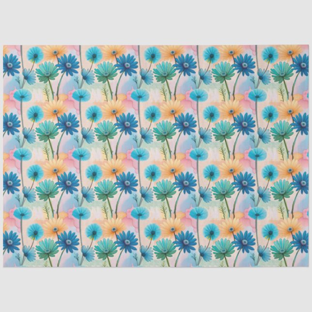 Abstraktes Blaugerbera-Blume Seidenpapier (Vorderseite)