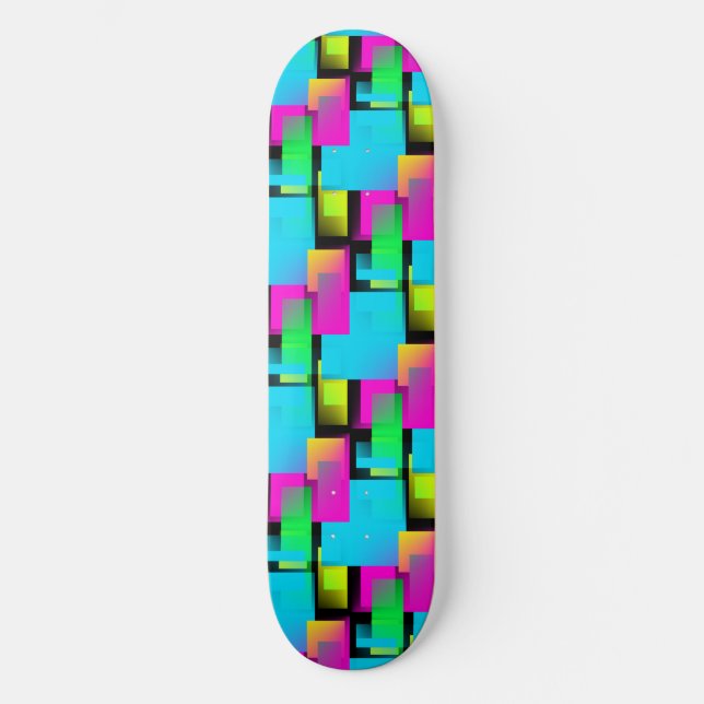 Abstraktes Blockmuster rückwärts Skateboard (Vorderseite)
