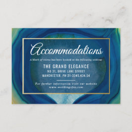 Abstraktes Blue Agate Muster Hochzeitsunterkünfte Begleitkarte