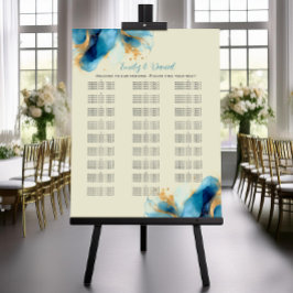 Abstraktes Blue & Gold Watercolor Seekarte Poster
