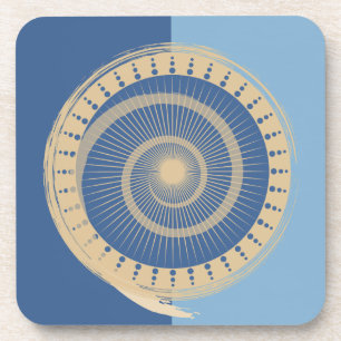 Abstraktes Blue & Tan Spiral Sun Circle Design Getränkeuntersetzer