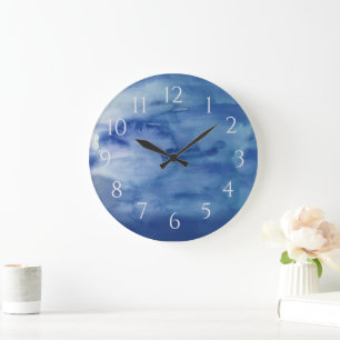 Abstraktes Blue Water Beach Dekor große Uhr