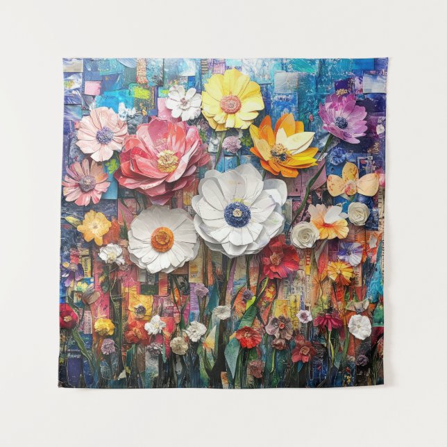Abstraktes Blumenband Wandteppich (Vorderseite)