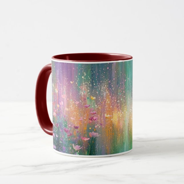 Abstraktes Blumenbild mit lebendigen Farben Tasse (Vorderseite Links)
