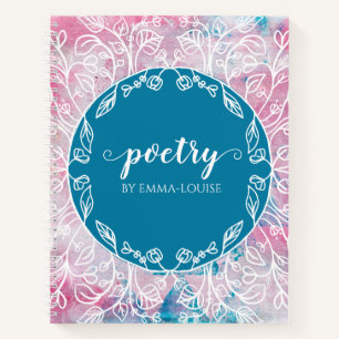 Abstraktes Blumenbild mit persönlicher Poesie Notizbuch