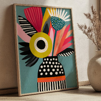 Abstraktes Blumenbouquet Vasen Farbige Florale Kun Poster