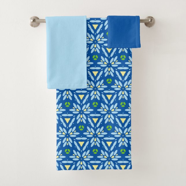 Abstraktes Blumendesign Badhandtuch Set (Insitu)