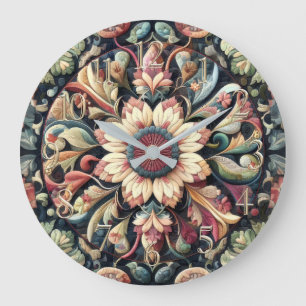 Abstraktes Blumendesign Große Wanduhr