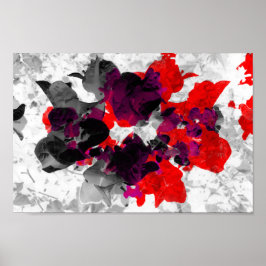 Abstraktes Blumendesign - rot und lila über weiß Poster