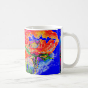 Abstraktes Blumengemälde in Aquarellfarbe Kaffeetasse
