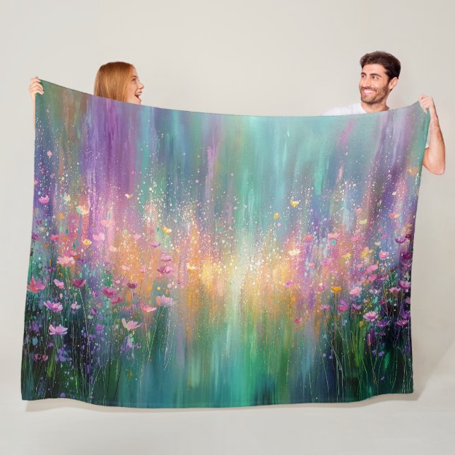 Abstraktes Blumengemälde mit lebendigen Farben Fleecedecke (Beispiel)