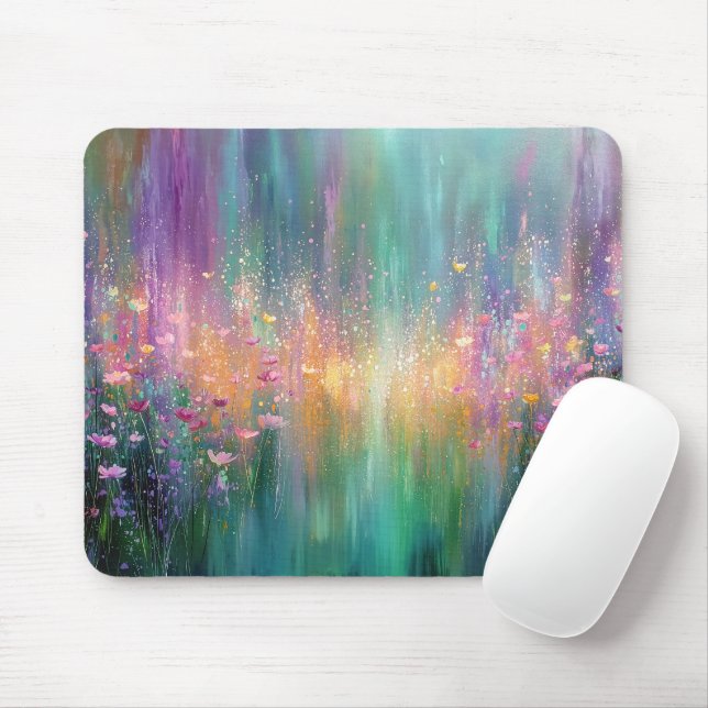 Abstraktes Blumengemälde mit lebendigen Farben Mousepad (Mit Mouse)