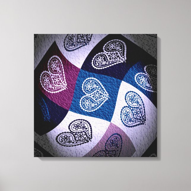 Abstraktes Blumenherz mit Lichteffekt Leinwand Art (Vorderseite)