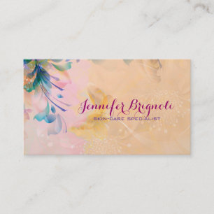 Abstraktes Blumenhintergrund Blau und Beige Visitenkarte