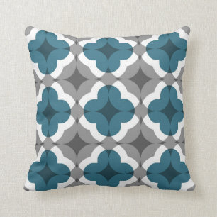 Abstraktes Blumenklee-Muster in aquamarinem und in Kissen