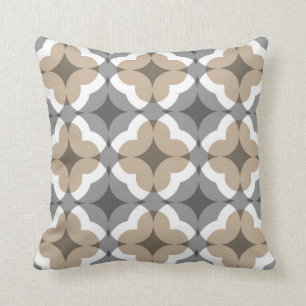 Abstraktes Blumenklee-Muster in TAN und im Grau Kissen