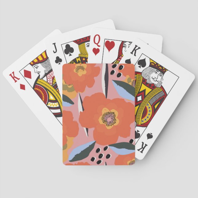 Abstraktes Blumenmotiv-Blume-Muster Spielkarten (Rückseite)
