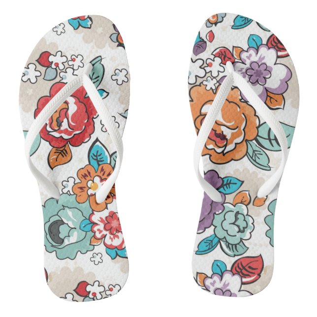 Abstraktes Blumenmuster 5 Flip Flops (Fußbett)