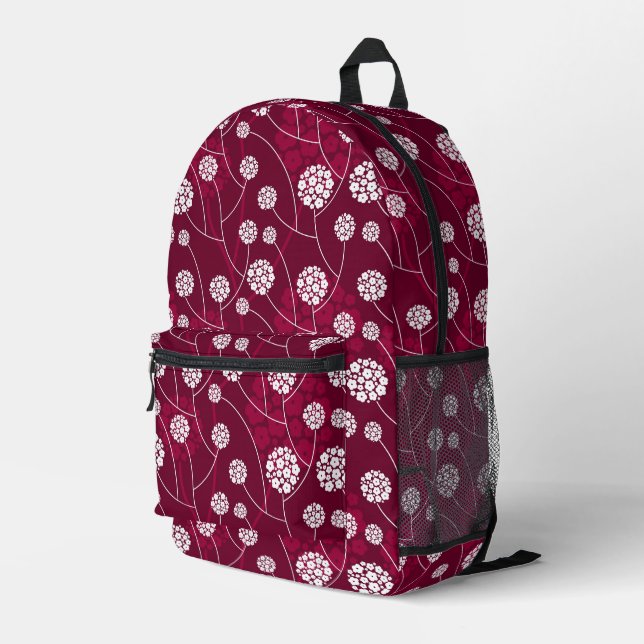 Abstraktes Blumenmuster Bedruckter Rucksack (Rückseitige Ecke Rechts)