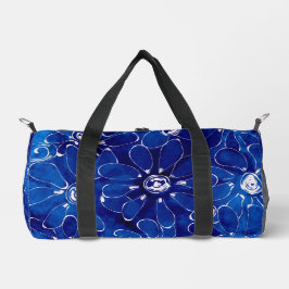 Abstraktes Blumenmuster Blaue weiße Blume Duffle Bag