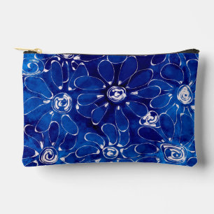Abstraktes Blumenmuster Blaue weiße Blume Zubehörtasche