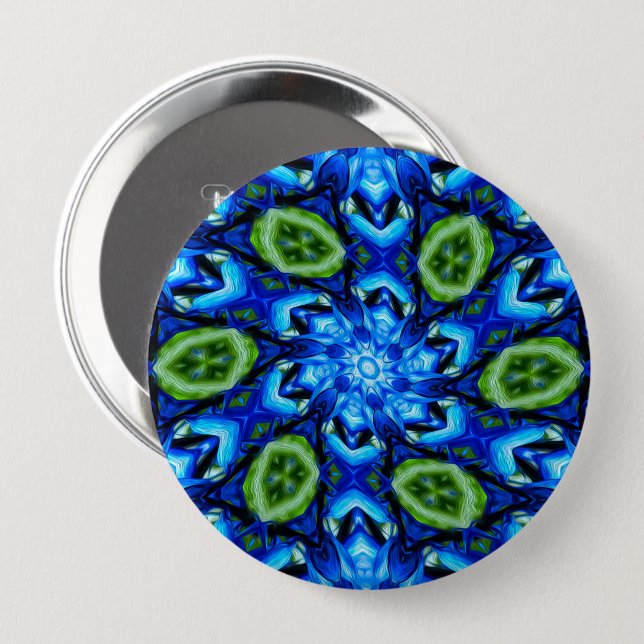 Abstraktes Blumenmuster Button (Vorne & Hinten)