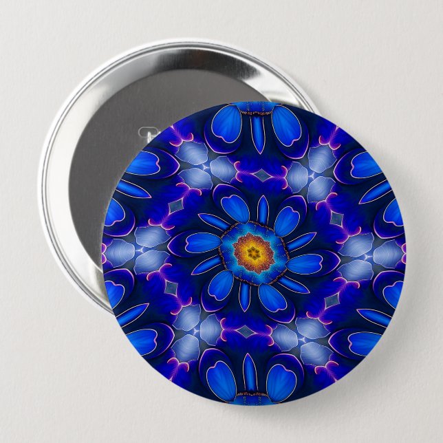 Abstraktes Blumenmuster Button (Vorne & Hinten)