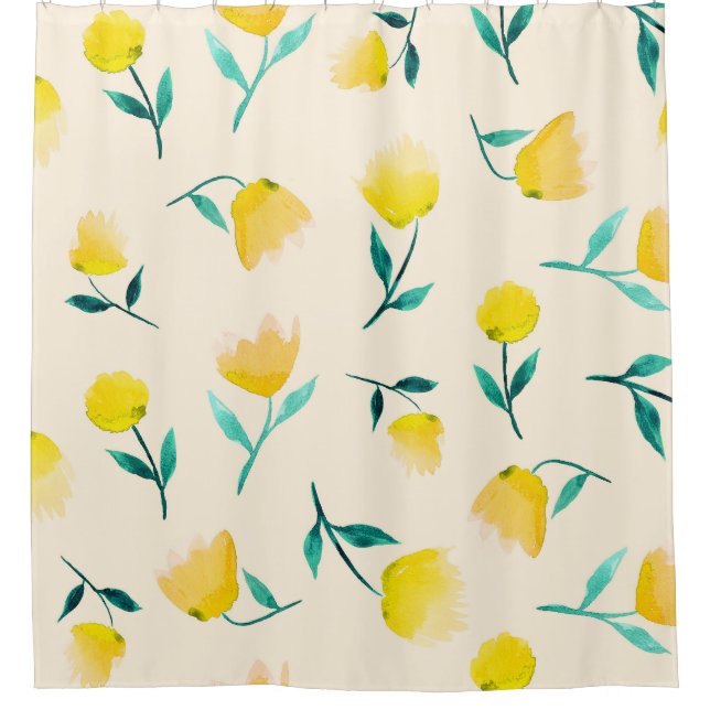 Abstraktes Blumenmuster Duschvorhang (Vorderseite)