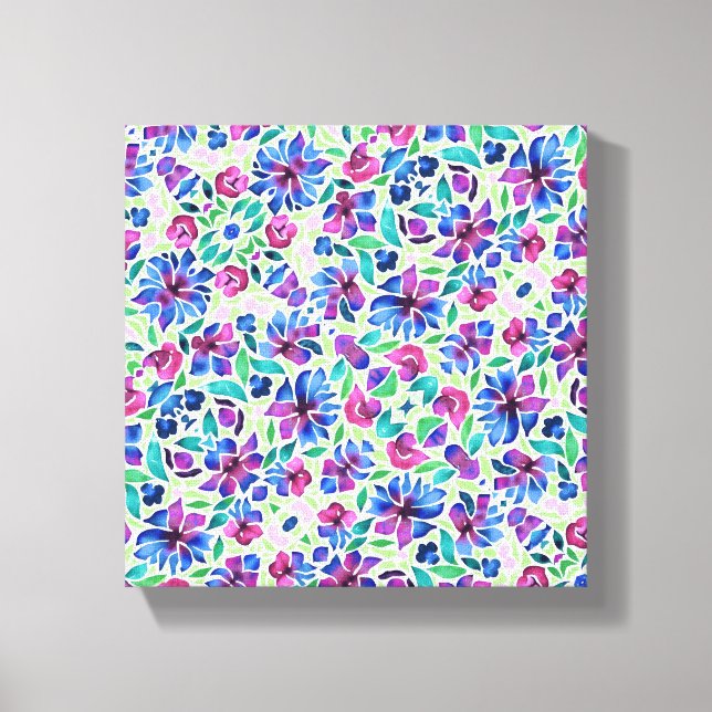 Abstraktes Blumenmuster - gearbeitete Leinwand (Vorderseite)